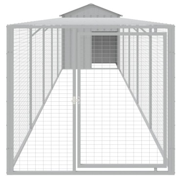 vidaXL Κοτέτσι με Περίβολο Αν. Γκρι 117x609x123 εκ. Γαλβαν. Ατσάλι