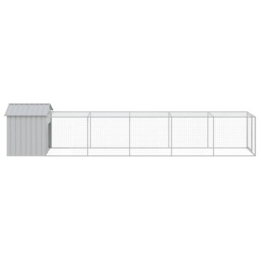 vidaXL Κοτέτσι με Περίβολο Αν. Γκρι 117x609x123 εκ. Γαλβαν. Ατσάλι