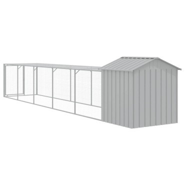vidaXL Κοτέτσι με Περίβολο Αν. Γκρι 117x609x123 εκ. Γαλβαν. Ατσάλι