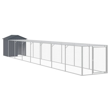 vidaXL Κλουβί για Κότες με Αυλή Ανθρακί 117x813x123 εκ. Γαλβαν. Ατσάλι