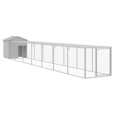 vidaXL Κοτέτσι με Περίβολο Αν. Γκρι 117x813x123 εκ. Γαλβαν. Ατσάλι