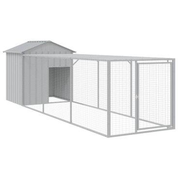 vidaXL Κλουβί για Κότες με Αυλή Αν. Γκρι 117x405x123 εκ Γαλβαν. Ατσάλι