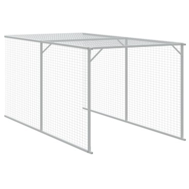 vidaXL Κλουβί για Κότες με Αυλή Αν. Γκρι 117x405x123 εκ Γαλβαν. Ατσάλι