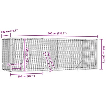vidaXL Κλουβί Σκύλου Εξωτερ. Χώρου Ασημί 6x2x2 μ. από Γαλβαν. Ατσάλι