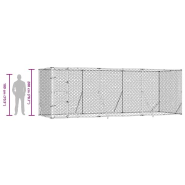 vidaXL Κλουβί Σκύλου Εξωτερ. Χώρου Ασημί 6x2x2 μ. από Γαλβαν. Ατσάλι