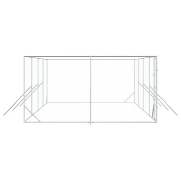 vidaXL Κλουβί Σκύλου Εξωτερ. Χώρου Ασημί 8x4x2 μ. από Γαλβαν. Ατσάλι