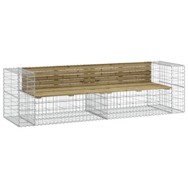 vidaXL Παγκάκι Κήπου Συρματοκιβώτιο 244x71x65,5cm Εμποτ. Ξύλο Πεύκου 1 τεμ.