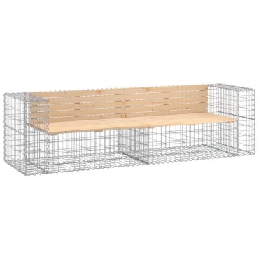 vidaXL Παγκάκι Κήπου Συρματοκιβώτιο 244x71x65,5cm Μασίφ Ξύλο Πεύκου 1 τεμ.