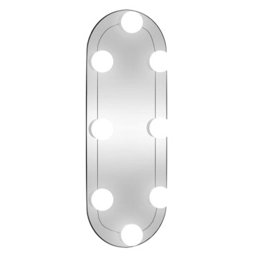 vidaXL Καθρέφτης Τοίχου Οβάλ με Φώτα LED 15x40 εκ. από Γυαλί