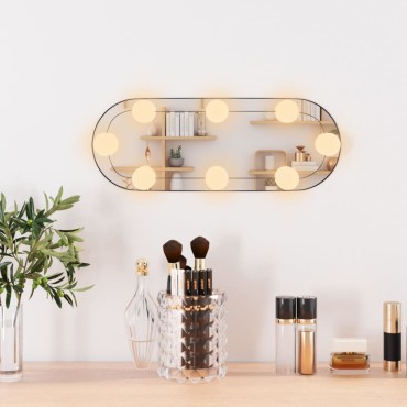 vidaXL Καθρέφτης Τοίχου Οβάλ με Φώτα LED 15x40 εκ. από Γυαλί