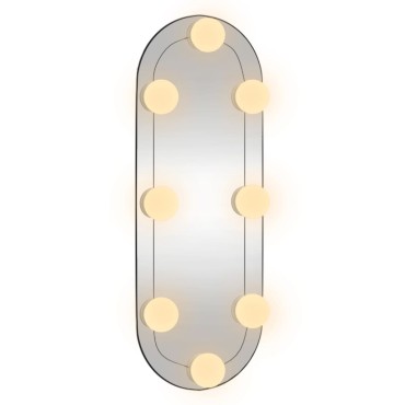 vidaXL Καθρέφτης Τοίχου Οβάλ με Φώτα LED 15x40 εκ. από Γυαλί