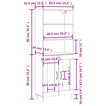 vidaXL Ντουλάπι Λευκό 69,5x34x180cm από Επεξεργασμένο Ξύλο 1 τεμ.