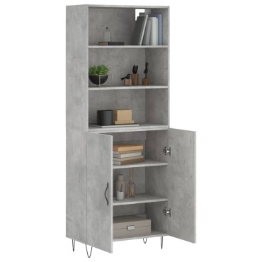 vidaXL Ντουλάπι Γκρι Σκυροδέματος 69,5x34x180cm Επεξεργασμένο Ξύλο 1 τεμ.