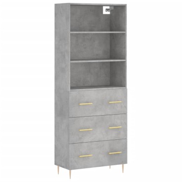 vidaXL Ντουλάπι Γκρι Σκυροδέματος 69,5x34x180cm Επεξεργασμένο Ξύλο 1 τεμ.