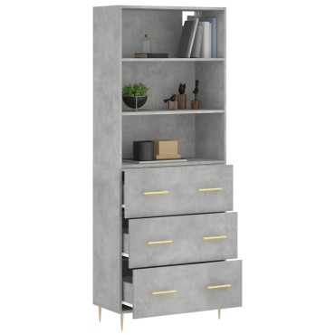 vidaXL Ντουλάπι Γκρι Σκυροδέματος 69,5x34x180cm Επεξεργασμένο Ξύλο 1 τεμ.