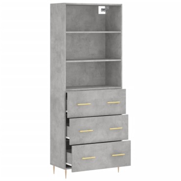 vidaXL Ντουλάπι Γκρι Σκυροδέματος 69,5x34x180cm Επεξεργασμένο Ξύλο 1 τεμ.