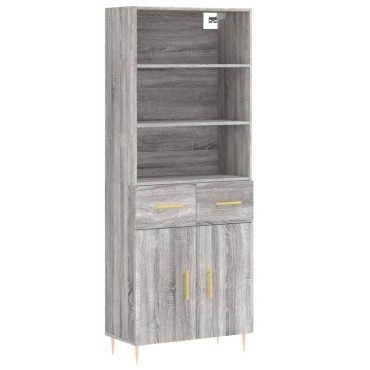 vidaXL Ντουλάπι Γκρι Sonoma 69,5x34x180cm Επεξεργασμένο Ξύλο 1 τεμ.