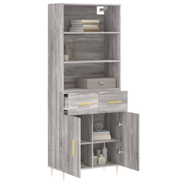 vidaXL Ντουλάπι Γκρι Sonoma 69,5x34x180cm Επεξεργασμένο Ξύλο 1 τεμ.