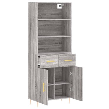 vidaXL Ντουλάπι Γκρι Sonoma 69,5x34x180cm Επεξεργασμένο Ξύλο 1 τεμ.