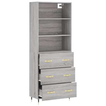 vidaXL Ντουλάπι Γκρι Sonoma 69,5x34x180cm Επεξεργασμένο Ξύλο 1 τεμ.