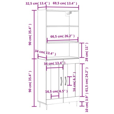 vidaXL Ντουλάπι Μαύρο 69,5x34x180cm από Επεξεργασμένο Ξύλο 1 τεμ.