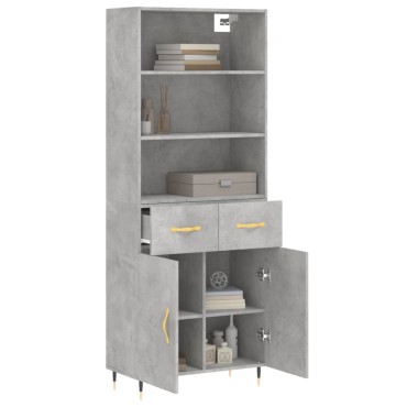 vidaXL Ντουλάπι Γκρι Σκυροδέματος 69,5x34x180cm Επεξεργασμένο Ξύλο 1 τεμ.
