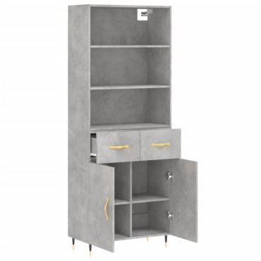 vidaXL Ντουλάπι Γκρι Σκυροδέματος 69,5x34x180cm Επεξεργασμένο Ξύλο 1 τεμ.