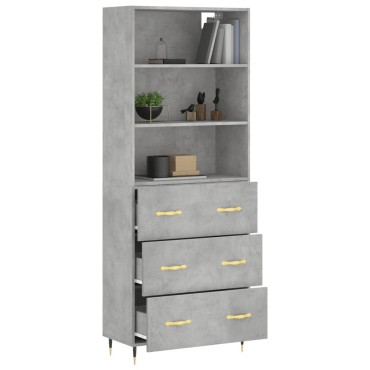 vidaXL Ντουλάπι Γκρι Σκυροδέματος 69,5x34x180cm Επεξεργασμένο Ξύλο 1 τεμ.