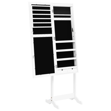 vidaXL Έπιπλο Κοσμημάτων με Καθρέφτη & LED Φώτα Επιδαπέδιο Λευκό