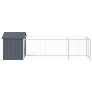 vidaXL Σπιτάκι Σκύλου με Οροφή Ανθρακί 117x405x123 εκ. Γαλβαν. Χάλυβας