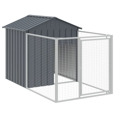 vidaXL Σπιτάκι Σκύλου με Οροφή Ανθρακί 117x405x123 εκ. Γαλβαν. Χάλυβας