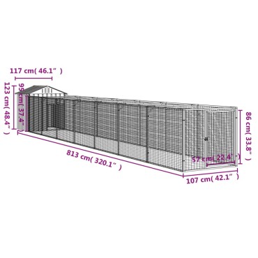 vidaXL Σπιτάκι Σκύλου με Οροφή Ανθρακί 117x813x123 εκ. Γαλβαν. Χάλυβας