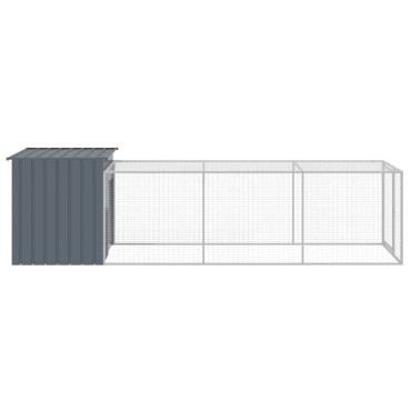 vidaXL Κοτέτσι με Περίβολο Ανθρακί 110x405x110 εκ. Γαλβαν. Χάλυβας