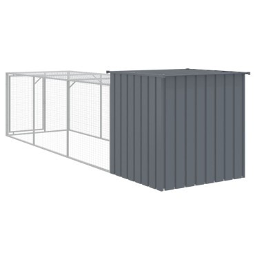 vidaXL Κοτέτσι με Περίβολο Ανθρακί 110x405x110 εκ. Γαλβαν. Χάλυβας
