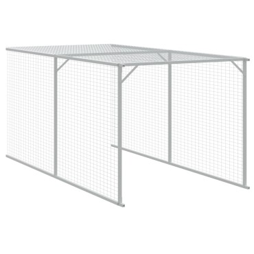 vidaXL Κοτέτσι με Περίβολο Ανθρακί 110x405x110 εκ. Γαλβαν. Χάλυβας