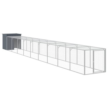 vidaXL Κοτέτσι με Περίβολο Ανθρακί 110x1017x110 εκ. Γαλβ. Χάλυβας