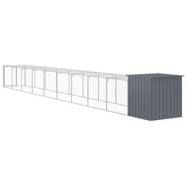 vidaXL Κοτέτσι με Περίβολο Ανθρακί 110x1017x110 εκ. Γαλβ. Χάλυβας