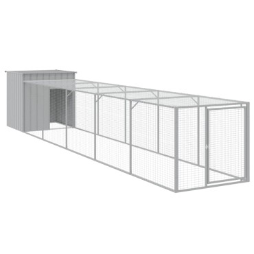 vidaXL Κοτέτσι με Περίβολο Αν. Γκρι 110x609x110 εκ. Γαλβαν. Χάλυβας