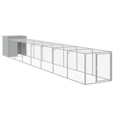 vidaXL Κοτέτσι με Περίβολο Αν. Γκρι 110x813x110 εκ. Γαλβαν. Χάλυβας