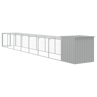 vidaXL Κοτέτσι με Περίβολο Αν. Γκρι 110x813x110 εκ. Γαλβαν. Χάλυβας