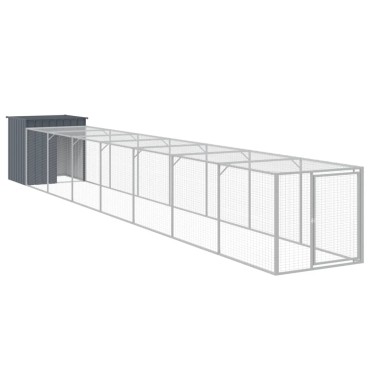 vidaXL Κοτέτσι με Περίβολο Ανθρακί 110x813x110 εκ. Γαλβαν. Ατσάλι