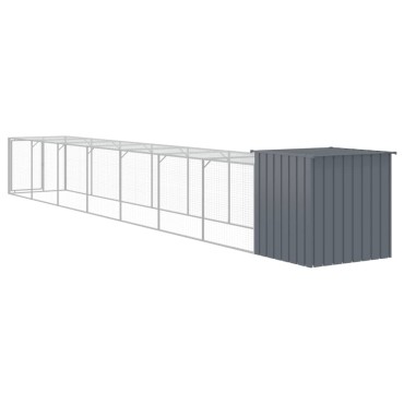 vidaXL Κοτέτσι με Περίβολο Ανθρακί 110x813x110 εκ. Γαλβαν. Ατσάλι