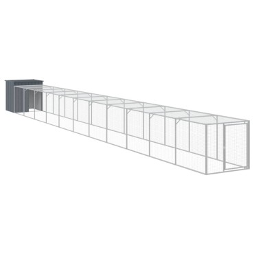 vidaXL Κοτέτσι με Περίβολο Ανθρακί 110x1221x110 εκ. Γαλβαν. Ατσάλι