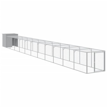 vidaXL Κοτέτσι με Περίβολο Αν. Γκρι 117x1221x110 εκ. Γαλβαν. Χάλυβας