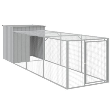 vidaXL Κοτέτσι με Περίβολο Αν. Γκρι 110x405x110 εκ. Γαλβαν. Χάλυβας