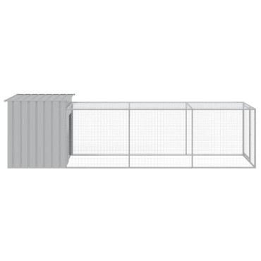 vidaXL Κοτέτσι με Περίβολο Αν. Γκρι 110x405x110 εκ. Γαλβαν. Χάλυβας