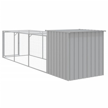 vidaXL Κοτέτσι με Περίβολο Αν. Γκρι 110x405x110 εκ. Γαλβαν. Χάλυβας