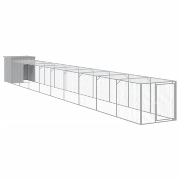 vidaXL Κοτέτσι με Περίβολο Αν. Γκρι 110x1017x110 εκ. Γαλβαν. Ατσάλι