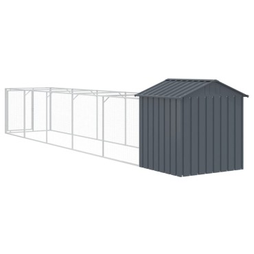 vidaXL Σπιτάκι Σκύλου με Οροφή Ανθρακί 117x609x123 εκ. Γαλβαν. Χάλυβας