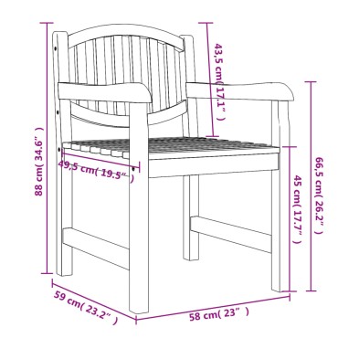 vidaXL Καρέκλες Κήπου 4 τεμ. 58x59x88cm από Μασίφ Ξύλο Teak